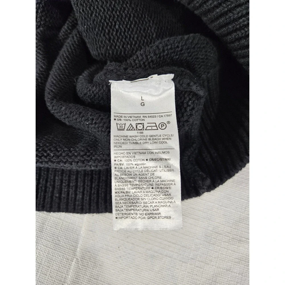 Old Navy Womens Black 100% Cotton Polo Collar V-Neck Knit‎ Sweater Large